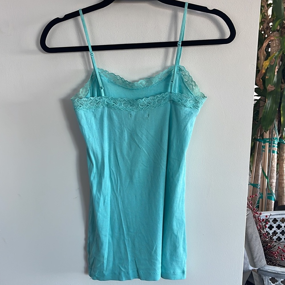 Y2k The gap turquoise/aqua adjustable strap camisole with lace - Picture 4 of 6